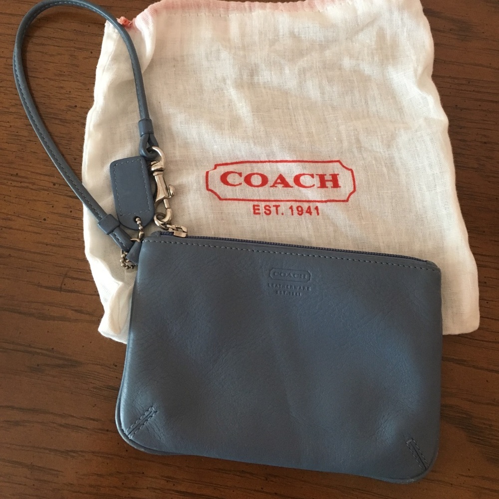 Coach blue leather wristlet